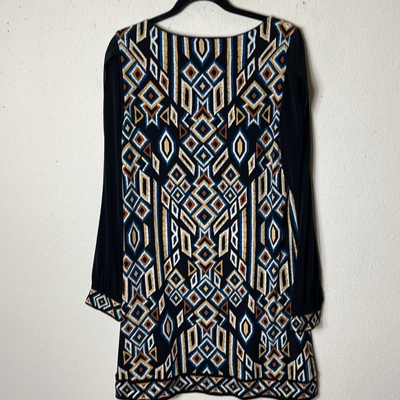 Laundry by Shelli Segal Shift Dress Split Neck open sleeve  Geometric.pa… - Picture 7 of 8
